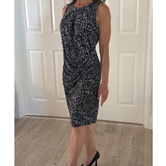 MICHAEL Michael Kors Draped Sheath Dress - Animal Print Size M - Picture 3 of 14
